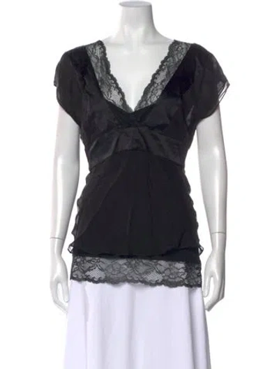 Pre-owned Diane Von Furstenberg Silk V-neck Blouse In Blue