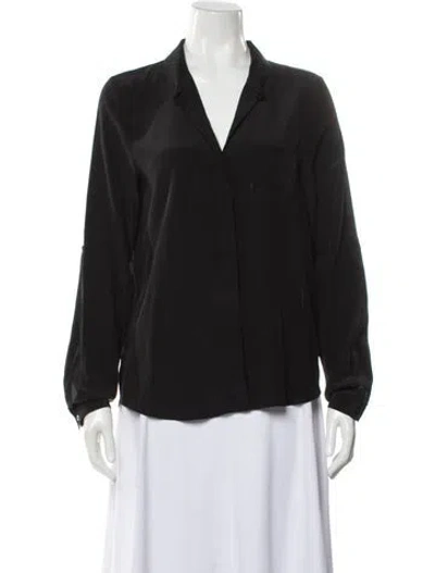 Pre-owned Diane Von Furstenberg Silk V-neck Blouse In Gray
