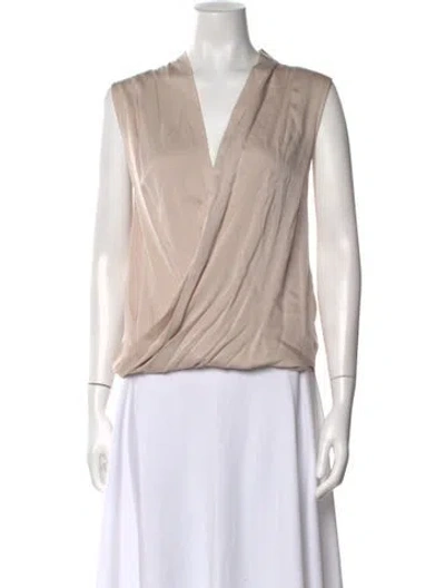 Pre-owned Diane Von Furstenberg Silk V-neck Blouse In Neutral