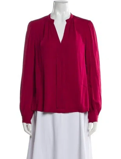 Pre-owned Diane Von Furstenberg Silk V-neck Blouse In Pink