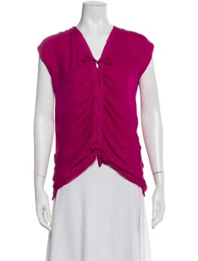 Pre-owned Diane Von Furstenberg Silk V-neck Blouse In Pink