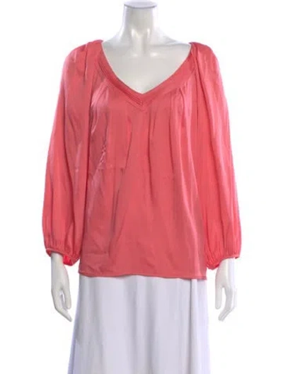Pre-owned Diane Von Furstenberg Silk V-neck Blouse In Pink
