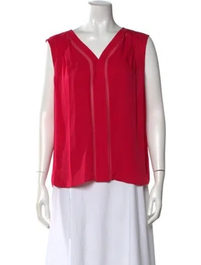 Pre-owned Diane Von Furstenberg Silk V-neck Blouse In Red