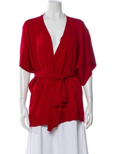Pre-owned Diane Von Furstenberg Silk V-neck Blouse In Red