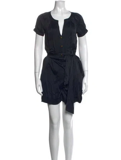 Pre-owned Diane Von Furstenberg Silk V-neck Romper In Black
