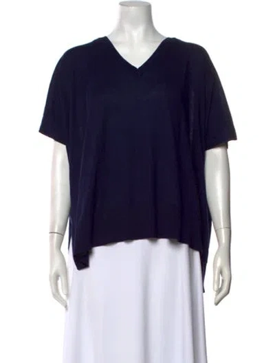 Pre-owned Diane Von Furstenberg Silk V-neck Sweater In Blue