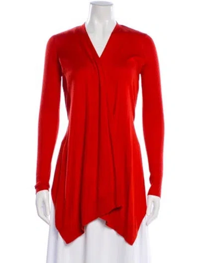 Pre-owned Diane Von Furstenberg Silk V-neck Sweater In Orange