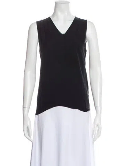 Pre-owned Diane Von Furstenberg Silk V-neck Top In Black