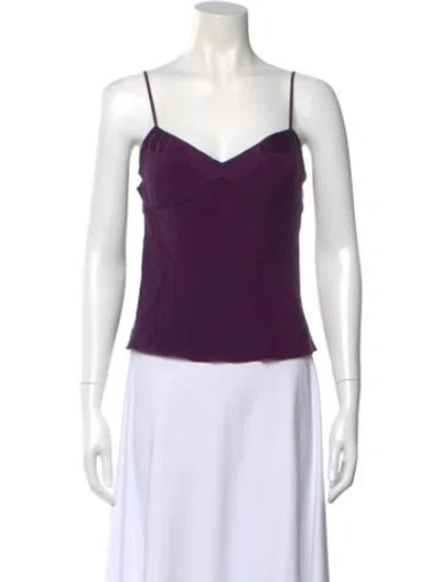 Pre-owned Diane Von Furstenberg Silk V-neck Top In Purple