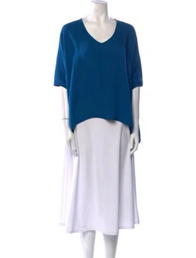 Pre-owned Diane Von Furstenberg Silk V-neck T-shirt In Blue