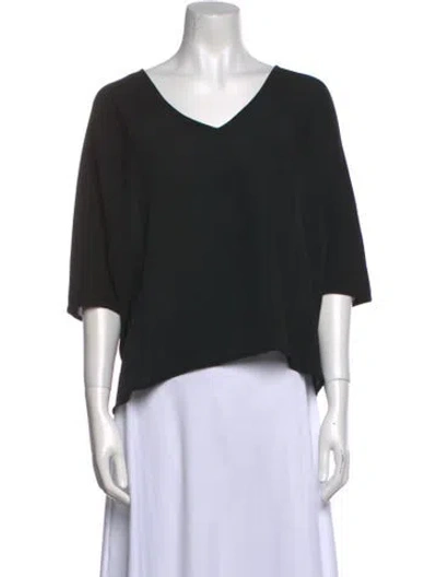 Pre-owned Diane Von Furstenberg Silk V-neck T-shirt W/ Tags In Black