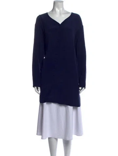 Pre-owned Diane Von Furstenberg Silk V-neck Tunic In Blue