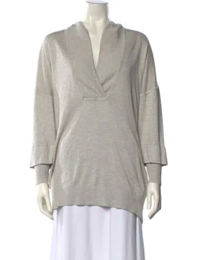Pre-owned Diane Von Furstenberg Silk V-neck Tunic In Gray
