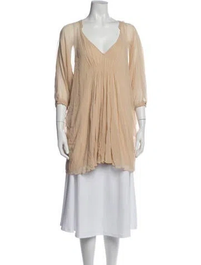 Pre-owned Diane Von Furstenberg Silk V-neck Tunic In Neutral
