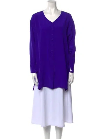 Pre-owned Diane Von Furstenberg Silk V-neck Tunic In Purple