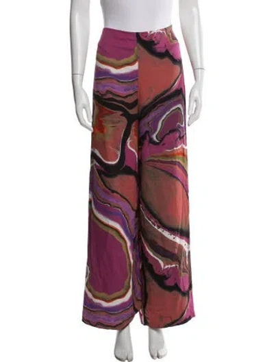 Pre-owned Diane Von Furstenberg Silk Wide Leg Pants In Multi