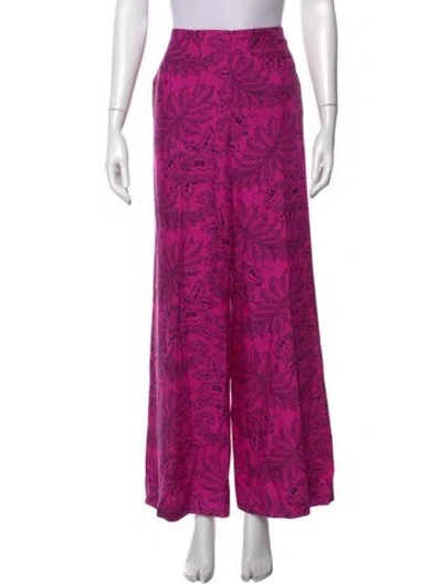 Pre-owned Diane Von Furstenberg Silk Wide Leg Pants In Pink
