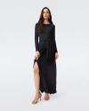 Diane Von Furstenberg Simona Faux Wrap Dress In Metallic Midnight