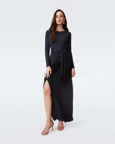 Diane Von Furstenberg Simona Faux Wrap Dress In Metallic Midnight