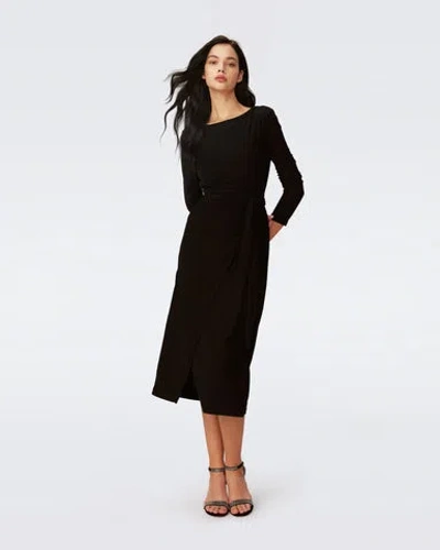 Diane Von Furstenberg Simona Midi Dress In Metallic Black