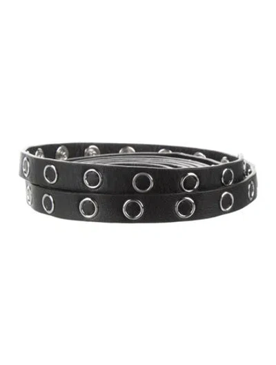 Pre-owned Diane Von Furstenberg Skinny Leather Belt In Black