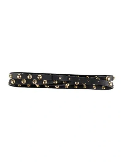 Pre-owned Diane Von Furstenberg Skinny Leather Belt In Black