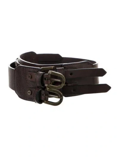 Pre-owned Diane Von Furstenberg Skinny Leather Belt Kit In Brown