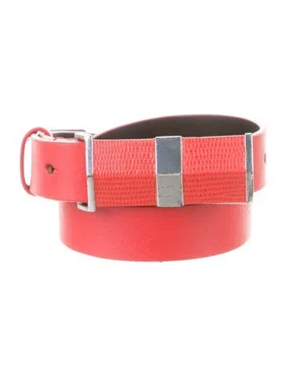 Pre-owned Diane Von Furstenberg Skinny Leather Belt Kit In Red