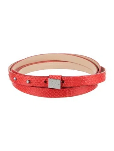 Pre-owned Diane Von Furstenberg Skinny Leather Belt Kit W/ Tags In Red