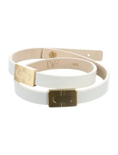 Pre-owned Diane Von Furstenberg Skinny Leather Belt In White