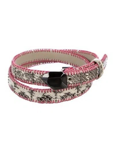 Pre-owned Diane Von Furstenberg Skinny Leather Waist Belt In Neutrals/pink