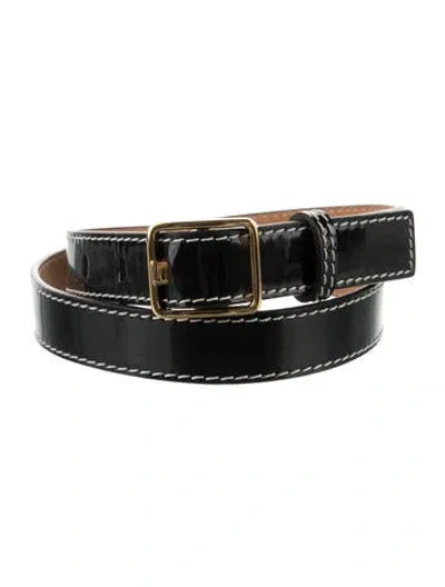 Pre-owned Diane Von Furstenberg Skinny Patent Leather Belt In Black