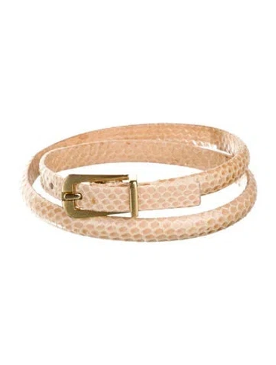 Pre-owned Diane Von Furstenberg Skinny Snakeskin Belt In Neutral