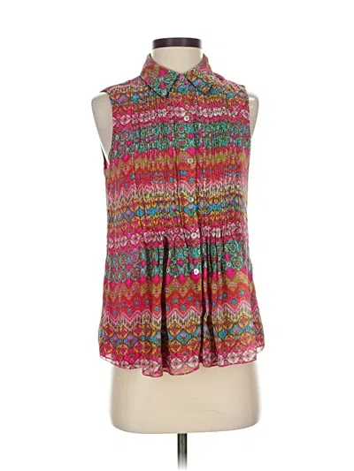 Pre-owned Diane Von Furstenberg Sleeveless Button Down Shirt In Pink