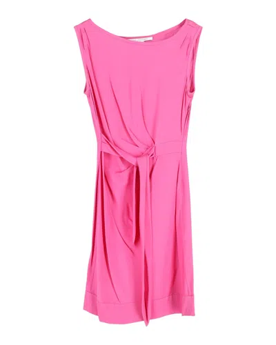 Diane Von Furstenberg Sleeveless Draped Dress In Pink Silk