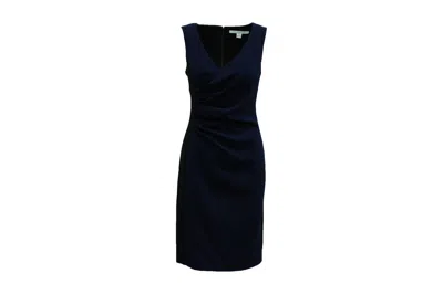 Diane Von Furstenberg Sleeveless Draped Short Dress In Navy Blue Polyester