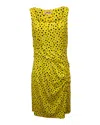 Diane Von Furstenberg Sleeveless Polka Dot Dress In Yellow Silk In Yellow