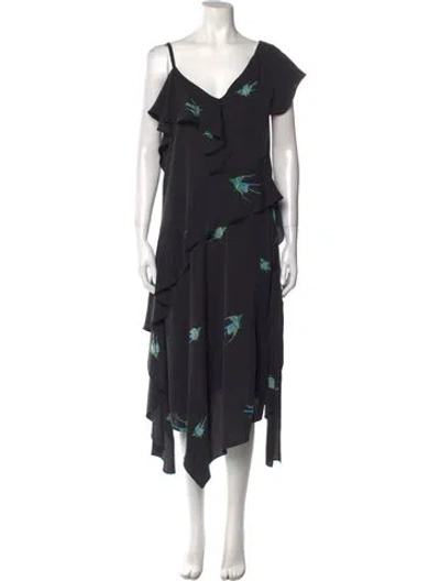 Pre-owned Diane Von Furstenberg Sleeveless Printed Maxi Dress In Black