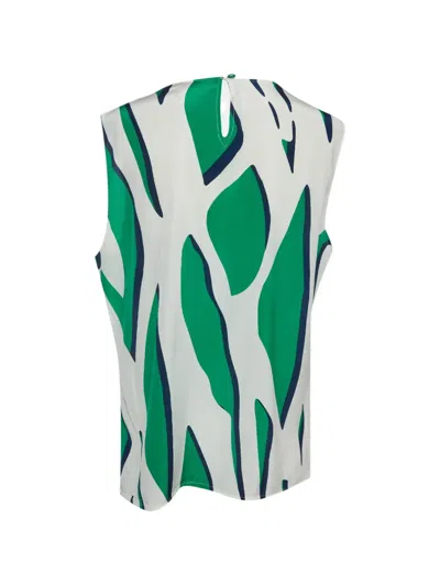 Pre-owned Diane Von Furstenberg Sleeveless Printed Top In White