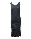 Diane Von Furstenberg Sleeveless Ruched Midi Dress In Black Viscose In Black