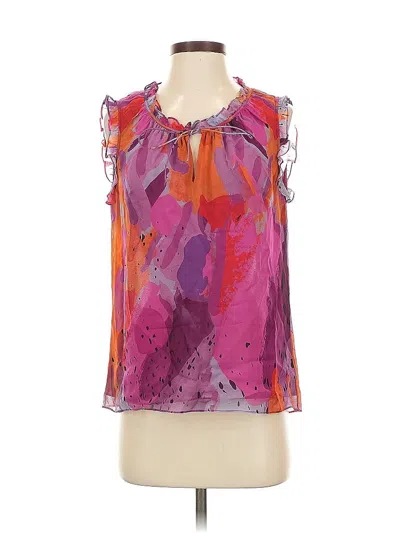 Pre-owned Diane Von Furstenberg Sleeveless Silk Top Purple Halter Neckline Tops