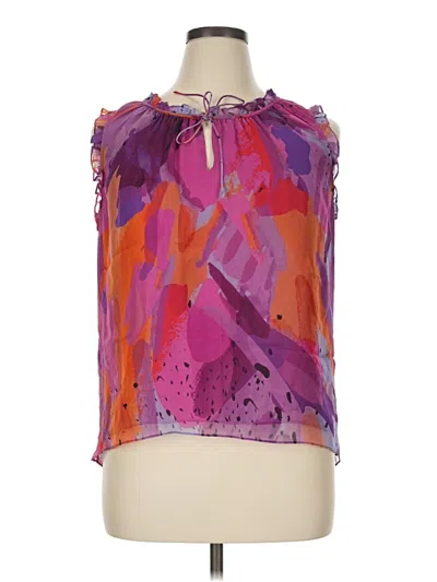 Pre-owned Diane Von Furstenberg Sleeveless Silk Top Purple Halter Neckline Tops