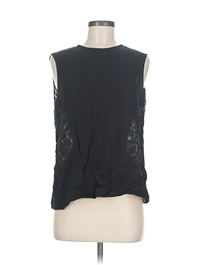 Pre-owned Diane Von Furstenberg Sleeveless Top Black Keyhole Neckline Tops