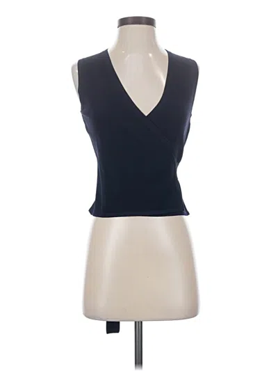 Diane Von Furstenberg Sleeveless Top Blue Plunge Neckline Tops