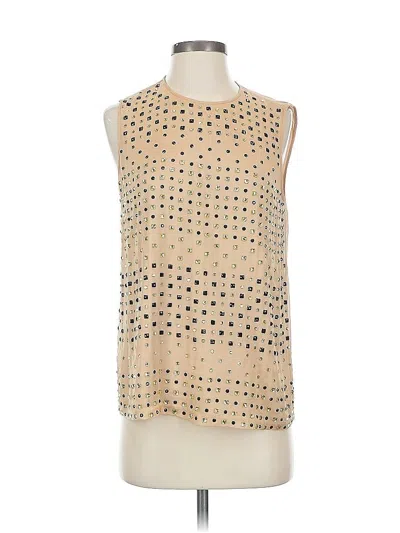Pre-owned Diane Von Furstenberg Sleeveless Top Gold Square Neckline Tops