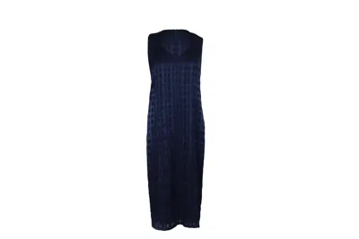 Diane Von Furstenberg Sleeveless V-neck Tailored Midi Dress In Blue Rayon