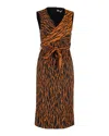 Diane Von Furstenberg Sleeveless Wrap Dress In Orange Polyester In Multi