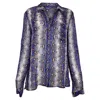 Diane Von Furstenberg Snake-print Shirt In Blue Silk In Blue