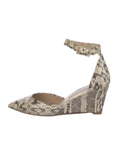 Pre-owned Diane Von Furstenberg Snakeskin Animal Print D'orsay Pumps In Neutral