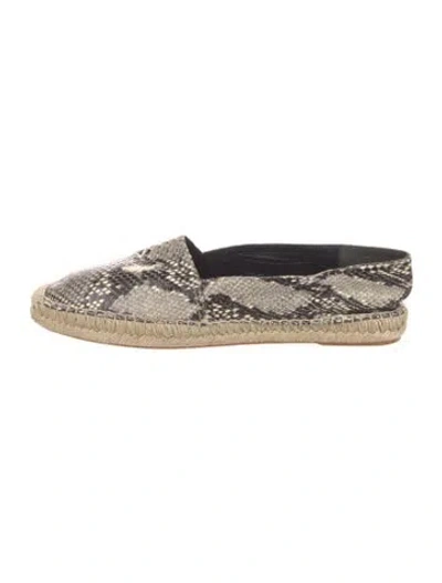 Pre-owned Diane Von Furstenberg Snakeskin Animal Print Espadrilles In Gray